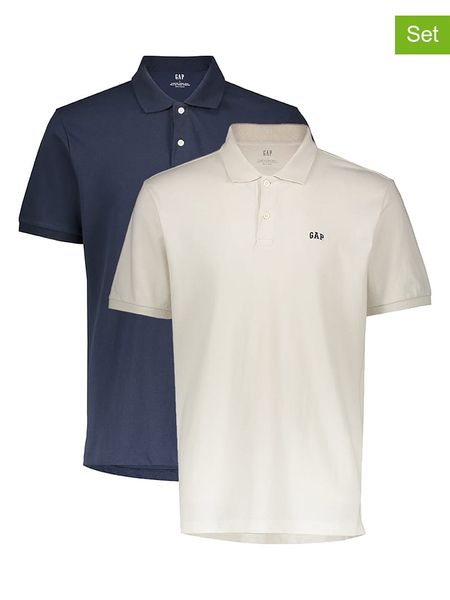 GAP Koszulki polo (2 szt.) w kolorze granatowym i białym rozmiar: XS. Białe koszulki polo GAP, xs, bez wzorów, z bawełny, bez kołnierzyka, bez ramiączek. Za 129.95 zł.