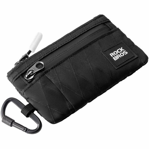 Portfel rowerowy na karty klucz z karabińczkiem Rockbros L002. Zielone portfele ROCKBROS, bez wzorów, z materiału. Za 49.90 zł.