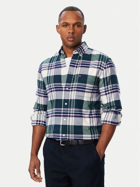 Tommy Hilfiger Koszula Hero Flannel MW0MW44592 Zielony Regular Fit. Zielone koszule Tommy Hilfiger, m, bez wzorów, z bawełny, bez kołnierzyka, bez ramiączek. Za 449.99 zł.