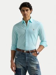 Polo Ralph Lauren Koszula 710932545009 Turkusowy Slim Fit. Niebieskie koszule Polo Ralph Lauren, l, bez wzorów, z bawełny, bez kołnierzyka, bez ramiączek. Za 529.99 zł.