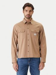 Guess Jeans Koszula M6RH60 WJ921 Brązowy Boxy Fit. Brązowe koszule Guess Jeans, l, z aplikacjami, z bawełny, bez kołnierzyka, bez ramiączek. Za 389.99 zł.