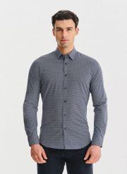 PAKO LORENTE – Granatowa koszula w kwiaty. Koszule Pako Lorente, xl, bez wzorów, z bawełny, bez kołnierzyka, bez ramiączek. Za 199.99 zł.