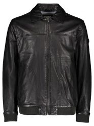 Bugatti Skórzana kurtka w kolorze czarnym rozmiar: 50. Czarne kurtki Bugatti, bez wzorów, prążkowane, bez kaptura. Za 891.99 zł.