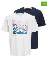 Jack & Jones Koszulki (2 szt.) w kolorze białym i granatowym rozmiar: M. Białe bezrękawniki Jack & Jones, m, bez wzorów, z bawełny, bez kołnierzyka, bez ramiączek. Za 74.81 zł.