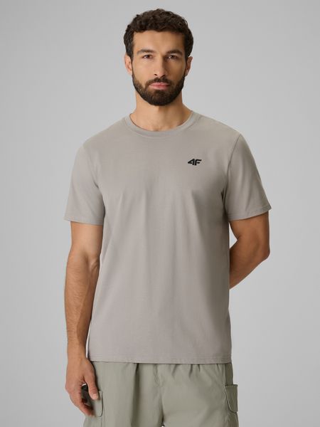 4F T-shirt regular gładki męski - szary XXL. Szare t-shirty 4F, m, bez wzorów, z bawełny, bez kołnierzyka, bez ramiączek. Za 49.99 zł.