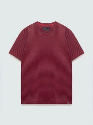 Koszulka męska w paski czerwona Garri 603. Czerwone t-shirty BIG STAR, l, z aplikacjami, z bawełny, bez kołnierzyka, bez ramiączek. Za 99.99 zł.