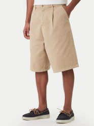 Guess Jeans Szorty materiałowe M6GD40 WGCV1 Beżowy Regular Fit. Brązowe szorty Guess Jeans, m, z aplikacjami, z bawełny. Za 299.99 zł.