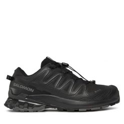 Trekkingi Salomon. Czarne buty trekkingowe Salomon, bez wzorów, z gore-texu, bez zapięcia. Za 709.99 zł.
