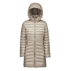 Kurtka GEOX D JAYSEN C Beżowy. Brązowe kurtki Geox, bez wzorów, z puchu, bez kaptura. Za 790.99 zł.