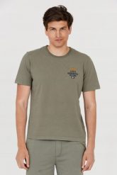 AERONAUTICA MILITARE Zielony t-shirt męski. Zielone t-shirty Aeronautica Militare, m, bez wzorów, bez kołnierzyka, bez ramiączek. W wyprzedaży za 209.99 zł.
