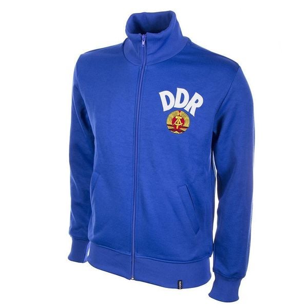 Kurtka/bluza retro piłkarska dla dorosłych - NRD 1970 - Niebieska. Niebieskie kurtki COPA FOOTBALL, m, bez wzorów, bez kaptura. Za 379.26 zł.