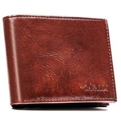 Brązowy portfel męski ze skóry ekologicznej bez zapięcia zewnętrznego - 4U Cavaldi. Brązowe portfele 4U Cavaldi, bez wzorów, ze skóry ekologicznej. Za 24.99 zł.