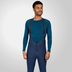 Legginsy na ramiączkach Endura FS260-Pro Thermo II. Niebieskie legginsy długie sportowe ENDURA, l, bez wzorów, z materiału, rowerowe. Za 419.99 zł.