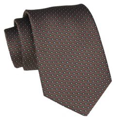 Klasyczny Krawat Męski - ALTIES - Drobny Groszek, Brązowy. Brązowe krawaty i muchy Alties, bez wzorów, z tkaniny. Za 49.00 zł.