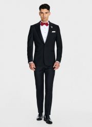 PAKO LORENTE – Ślubna czarna jednorzędowa marynarka smokingowa. Czarne marynarki Pako Lorente, na ślub cywilny, bez wzorów, z wełny. Za 4,469.93 zł.