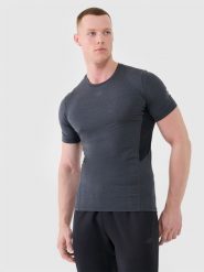4F Koszulka treningowa szybkoschnąca męska - szara L. Czarne t-shirty 4F, l, bez wzorów, z dzianiny, bez kołnierzyka, bez ramiączek. Za 99.99 zł.