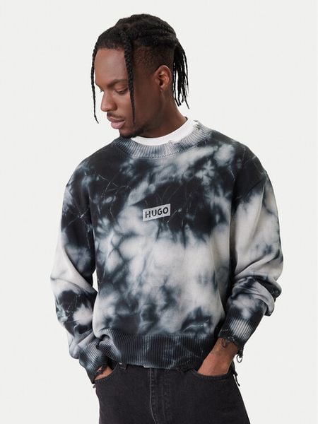 HUGO Bluza Sestroy 50553584 Czarny Regular Fit. Czarne bluzy Hugo, m, bez wzorów, z bawełny, bez kaptura. Za 609.99 zł.