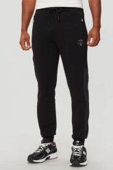AERONAUTICA MILITARE Czarne męskie spodnie dresowe Joggers. Czarne joggery i bojówki Aeronautica Militare, na co dzień, l, bez wzorów, z bawełny, sportowe. W wyprzedaży za 529.99 zł.