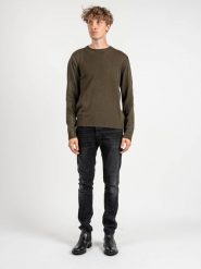 Les Hommes Sweter | LKK112-603A | Jumper With Nylon | Mężczyzna | Khaki, Wojskowa Zieleń. Brązowe swetry nierozpinane Les Hommes, m, bez wzorów, z bawełny, bez kołnierzyka, bez ramiączek. W wyprzedaży za 639.00 zł.