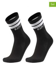 Replay Underwear Skarpety (2 pary) w kolorze czarnym rozmiar: 43-46. Czarne skarpety Replay Underwear, bez wzorów, ze splotem. Za 26.99 zł.