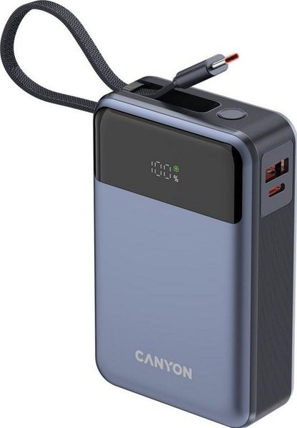 Canyon OnPower 600 z wbudowanym kablem 20000 mAh PD65W grafitowy. Szare powerbanki . Za 189.90 zł.
