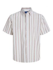 Jack & Jones Koszula "Joshua" w kolorze biało-brązowym rozmiar: L. Białe koszule Jack & Jones, l, bez wzorów, bez kołnierzyka, bez ramiączek. Za 79.21 zł.