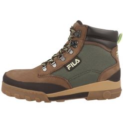 Buty turystyczne męskie Fila Grunge II Mid CVS trapery. Brązowe buty turystyczne Fila, bez wzorów, bez zapięcia. W wyprzedaży za 402.49 zł.