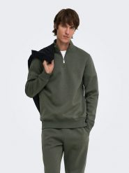 ONLY & SONS Bluza w kolorze khaki rozmiar: XXL. Brązowe bluzy Only & Sons, xxl, bez wzorów, z bawełny, bez kaptura. Za 109.95 zł.