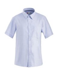 Clique koszula Oxford Cambridge krótki rękaw 100% bawełna. Niebieskie koszule CLIQUE, m, bez wzorów, z bawełny, bez kołnierzyka, bez ramiączek. Za 215.29 zł.
