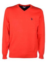 U.S. Polo Assn. Sweter w kolorze czerwonym rozmiar: L. Czerwone swetry nierozpinane U.S. Polo Assn., l, bez wzorów, z bawełny, bez kołnierzyka, bez ramiączek. Za 154.07 zł.