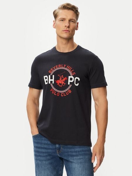 Beverly Hills Polo Club T-Shirt P-SS26M-TS1258 Granatowy Regular Fit. Niebieskie koszulki polo Beverly Hills Polo Club, m, bez wzorów, z bawełny, bez kołnierzyka, bez ramiączek. Za 149.99 zł.