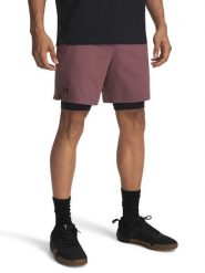 Under Armour Szorty funkcyjne 2w1 w kolorze fioletowym rozmiar: M. Różowe szorty Under Armour, m, bez wzorów, z materiału. Za 148.26 zł.