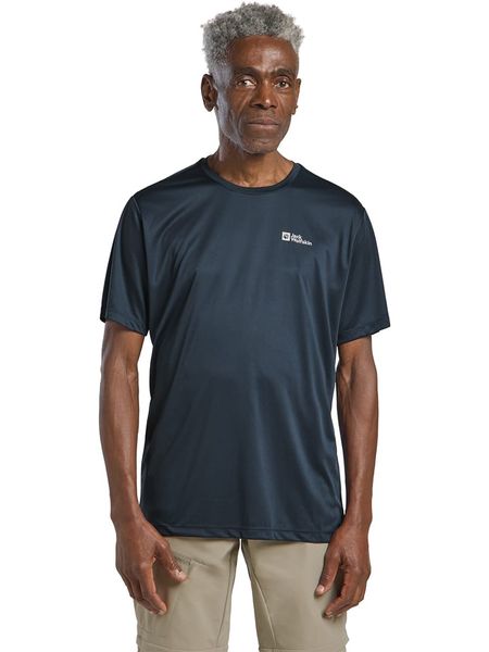 Jack Wolfskin Koszulka funkcyjna "Tech T" w kolorze granatowym rozmiar: M. Niebieskie t-shirty sportowe Jack Wolfskin, bez wzorów, z materiału, bez ramiączek, outdoorowe. Za 100.52 zł.