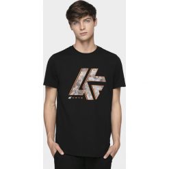 T-shirt męski TSM227 - głęboka czerń. T-shirty 4F, m, bez wzorów, bez kołnierzyka, bez ramiączek. Za 59.99 zł.