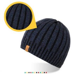 Czapka męska ocieplana Brødrene cz16 granatowa 9934. Czapki zimowe bez wzorów, z polaru. Za 48.00 zł.