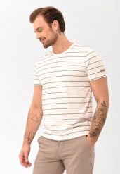 T-shirt w paski T-ALLY. T-shirty Volcano, l, z aplikacjami, z bawełny, bez kołnierzyka, bez ramiączek. Za 79.99 zł.