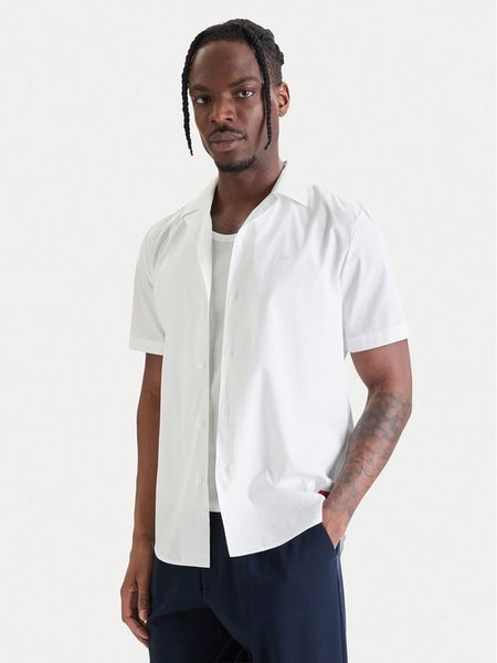HUGO Koszula Ellino 50560584 Biały Relaxed Fit. Białe koszule Hugo, m, bez wzorów, z bawełny, bez kołnierzyka, bez ramiączek. Za 255.99 zł.