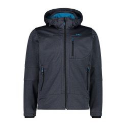 Kurtka z zamkiem błyskawicznym z kapturem CMP. Czarne kurtki softshell CMP, bez wzorów, z softshellu, z kapturem. Za 391.50 zł.