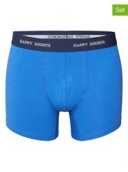 Happy Shorts Bokserki (3 pary) w kolorze niebieskim i szarym rozmiar: XL. Niebieskie bokserki Happy Shorts, xl, bez wzorów. Za 83.03 zł.