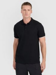 4F Koszulka polo regular męska - czarna XL. Czarne koszulki polo 4F, m, bez wzorów, z bawełny, bez kołnierzyka, bez ramiączek. Za 89.99 zł.