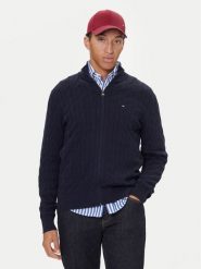 Tommy Hilfiger Kardigan MW0MW40440 Granatowy Regular Fit. Niebieskie swetry rozpinane Tommy Hilfiger, m, bez wzorów, z bawełny, bez kołnierzyka, bez ramiączek. Za 629.99 zł.