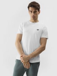 4F T-shirt regular gładki męski - biały XXL. Białe t-shirty 4F, m, bez wzorów, z bawełny, bez kołnierzyka, bez ramiączek. Za 49.99 zł.