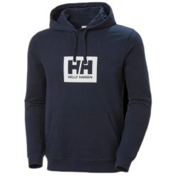 Bluza z kapturem Helly Hansen box. Niebieskie bluzy z kapturem Helly Hansen, xs, bez wzorów, z bawełny, z kapturem. Za 409.50 zł.