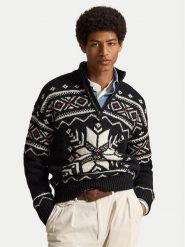 Polo Ralph Lauren Sweter 710B36075001 Czarny Regular Fit. Czarne swetry rozpinane Polo Ralph Lauren, l, bez wzorów, z wełny, bez kołnierzyka, bez ramiączek. Za 2,293.99 zł.