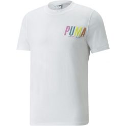 Koszulka sportowa męska Puma Swxp Graphic. Białe t-shirty sportowe Puma, bez wzorów, bez ramiączek, na jogę i pilates. Za 222.00 zł.