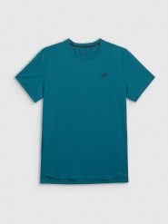 4F Koszulka treningowa regular szybkoschnąca męska - zielona L. Zielone t-shirty 4F, l, bez wzorów, z materiału, bez kołnierzyka, bez ramiączek. Za 129.99 zł.