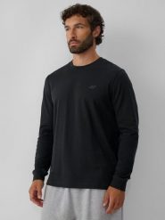 4F Longsleeve regular gładki męski - szary L. Szare bluzki z długim rękawem 4F, l, bez wzorów, z bawełny, bez kołnierzyka, bez ramiączek. Za 99.99 zł.