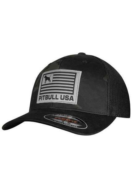 Czapka męska Pitbull Full Cap El Jefe Fitted. Czarne czapki z daszkiem PITBULL, z aplikacjami, z bawełny. Za 87.99 zł.