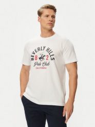 Beverly Hills Polo Club T-Shirt P-SS26M-TS1290 Biały Regular Fit. Białe koszulki polo sportowe Beverly Hills Polo Club, l, bez wzorów, z bawełny, bez kołnierzyka, bez ramiączek. Za 149.99 zł.
