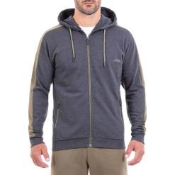Bluza w kolorze ciemnoszarym. Brązowe bluzy z kapturem marki Jeep, z nadrukiem, prążkowane. W wyprzedaży za 124.95 zł.
